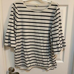 Max Studio cotton knit striped bell sleeved top. XL